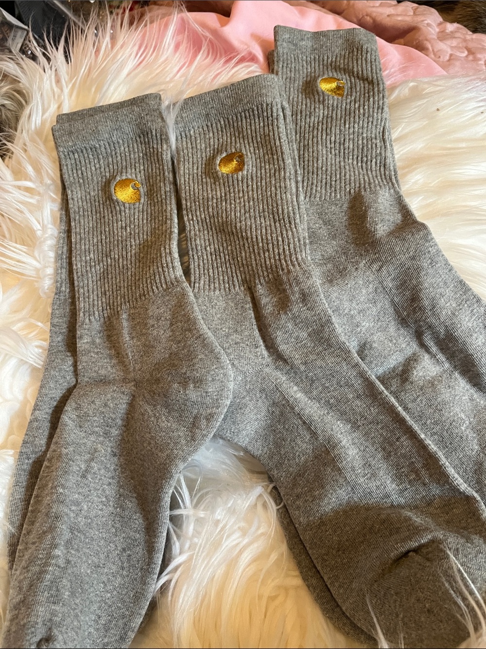 Gray Crew Socks with Gold Accent - Men's Comfortable Everyday Pair3 pack
